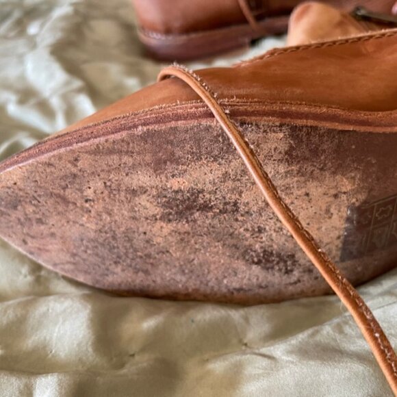Chocolat Blu Leather Brown Boho Ankle Booties Size 38 7.5 - Picture 7 of 14